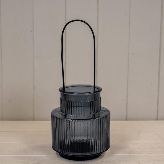 Cool Grey Large Candle Holder with Handle H28cm Dia13cm