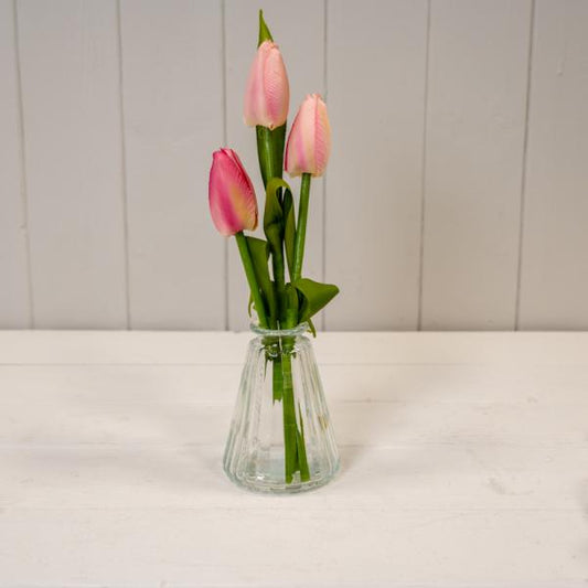 Clear Ribbed Glass Bottle L7.4cm W7.4cm H9.9cm W150g