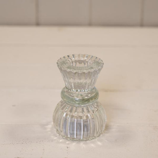 Clear Glass Two Way Candle Holder L5.7cm W5.7cm H7.8cm