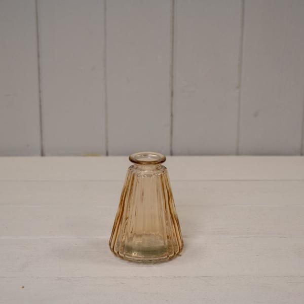 Cognac Ribbed Glass Bottle L7.4cm W7.4cm H9.9cm W150g