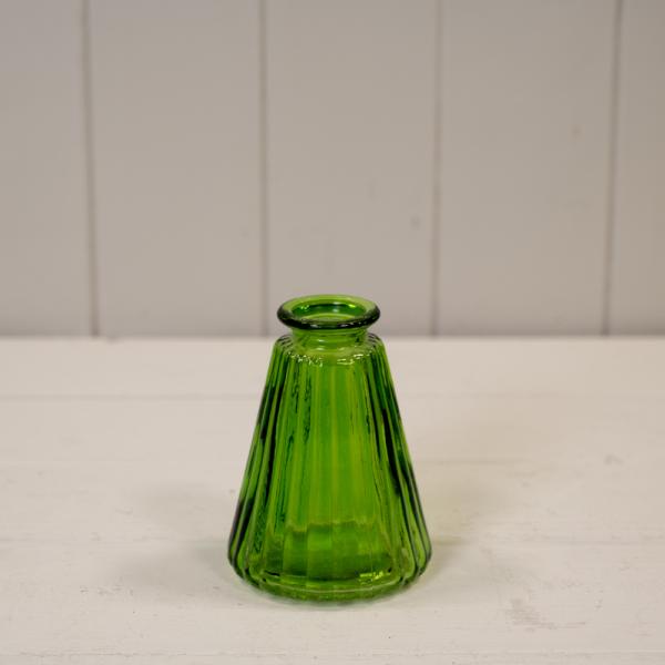 Emerald Green Glass Ribbed Bottle L7.4cm W7.4cm H9.9cm W150g