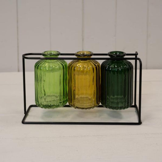 Three Glass Bottles with Stand 22 X 8 X12.5cm  Weight-680g
