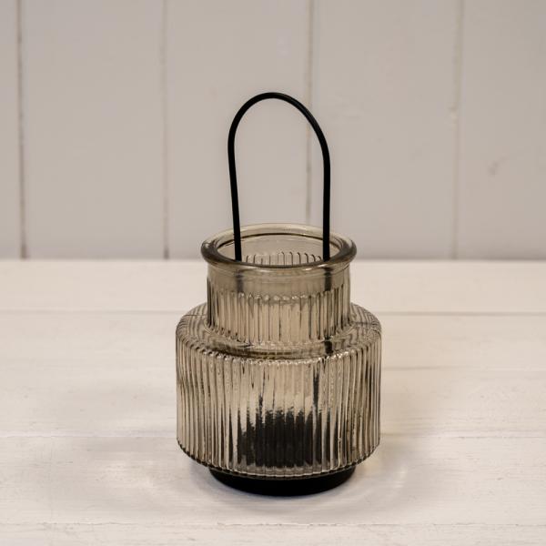 Smokey Brown Glass Candle Holder  Small