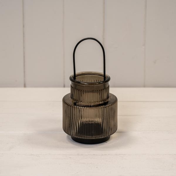 Warm Grey Candle Holder with Handle Small