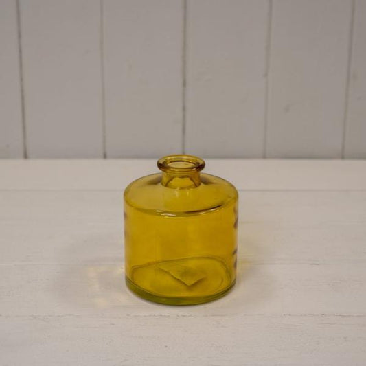 Yellow Squat Glass Bottle D9 x H10.3cm  Weight-299g