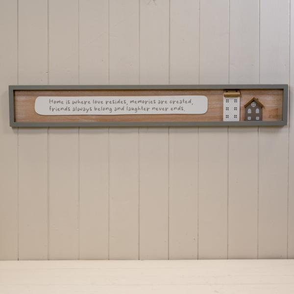 Rectangle Grey Border Wooden Sign 'Home is Where Love Resides, Memories are Created, Friends Always
