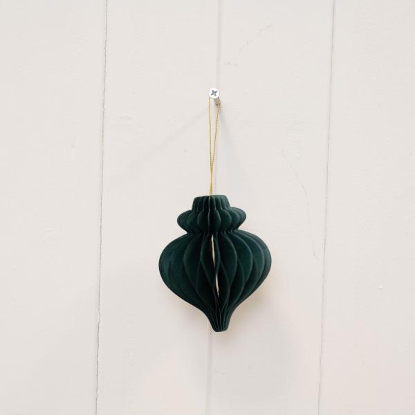 Set of 3 Dark Green Teardrop baubles