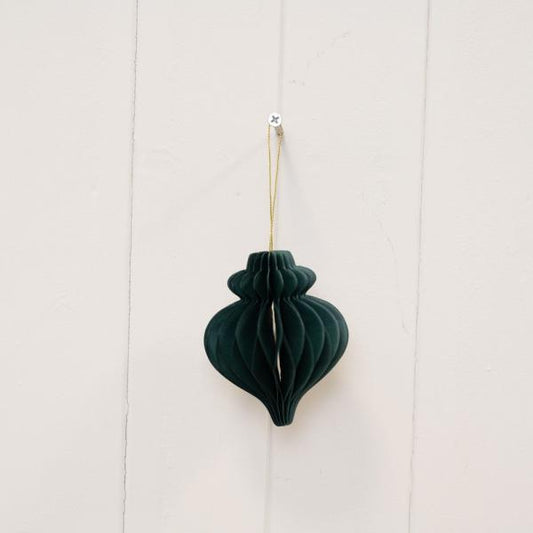 Set of 3 Dark Green Teardrop baubles