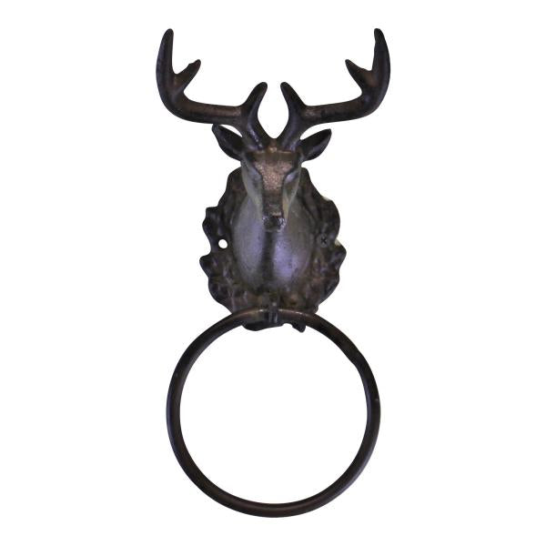 Stag Head Cast Iron Rustic Towel Ring