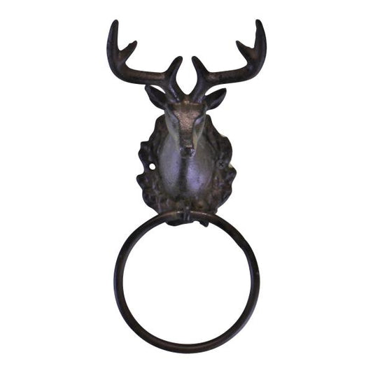 Stag Head Cast Iron Rustic Towel Ring