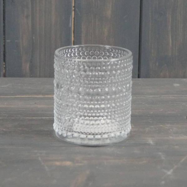 Clear Dimple Glass Pot D7.4 x H8cm CL