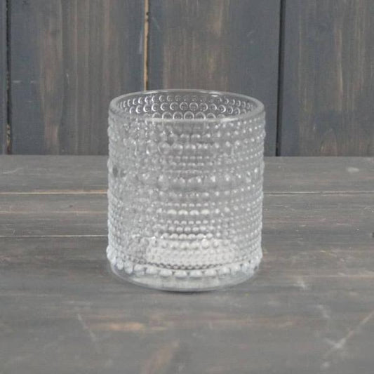 Clear Dimple Glass Pot D7.4 x H8cm CL