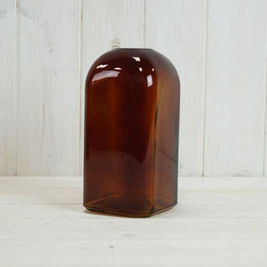 Burnt Amber Square Bottle Vase H17.8cm x 9x9cm W0.575Kg