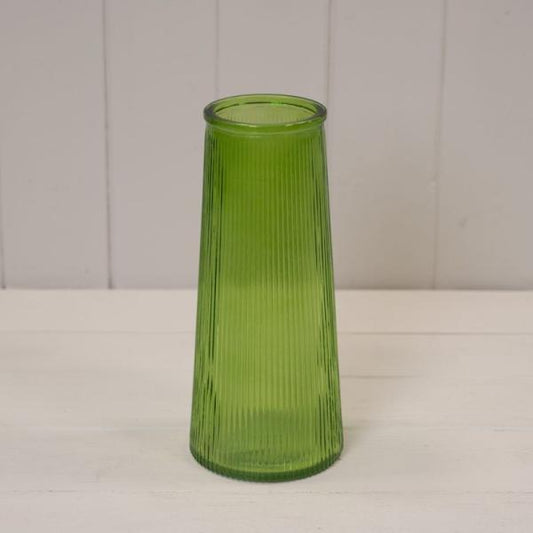 Emerald Green Tall Ribbed Vase H22.5cm D10cm  Weight-595g