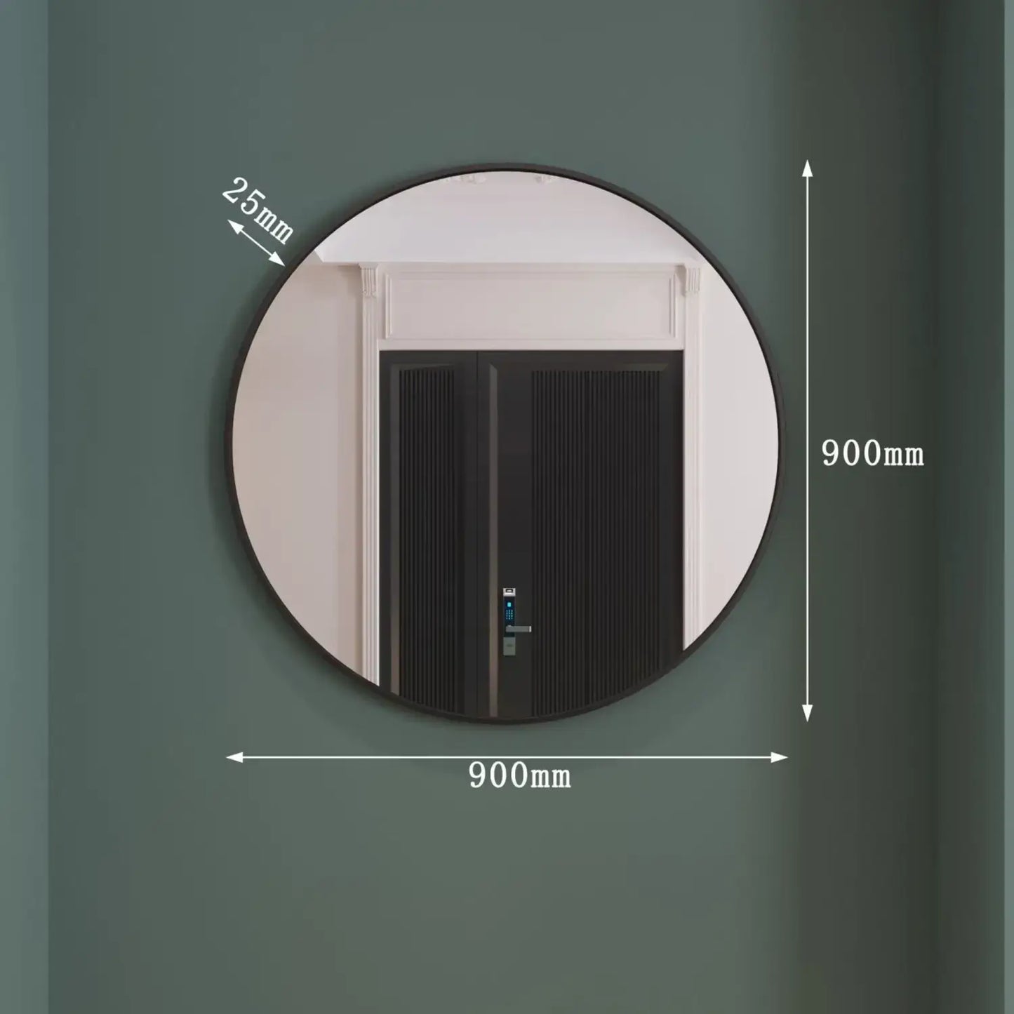 Rei - Large Round Black Metal Circle Mirror - 90cm x 90cm